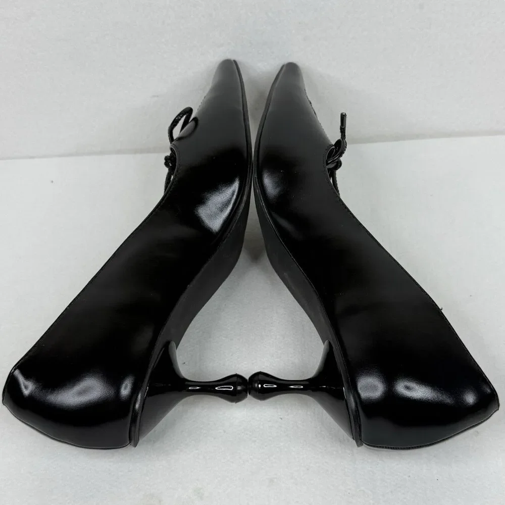 Coutgo Women's Sleek Pointed Toe Dress Pump LaceBlack Heels Size 8 1134